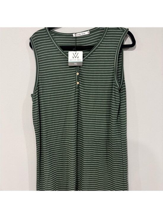 Michelle Mae Tops - Michelle Mae Green Striped Women's Top - 1X